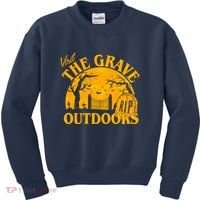 Visit The Grave Outdoors Funny Halloween Kids Sweatshirt thumb 0