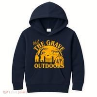 Visit The Grave Outdoors Funny Halloween Kids Hoodie thumb 0
