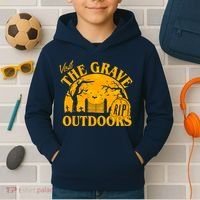 Visit The Grave Outdoors Funny Halloween Kids Hoodie thumb 2