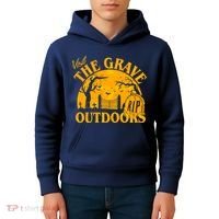 Visit The Grave Outdoors Funny Halloween Kids Hoodie thumb 4