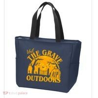 Visit The Grave Outdoors Funny Halloween Tote Bag thumb 3