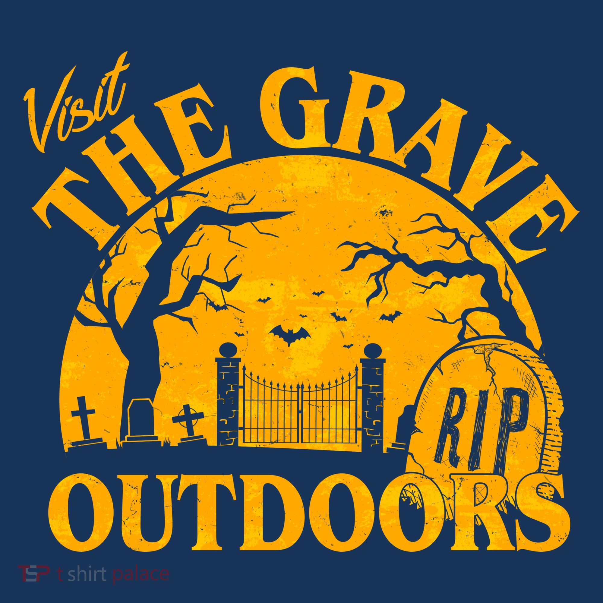Visit The Grave Outdoors Funny Halloween Tote Bag