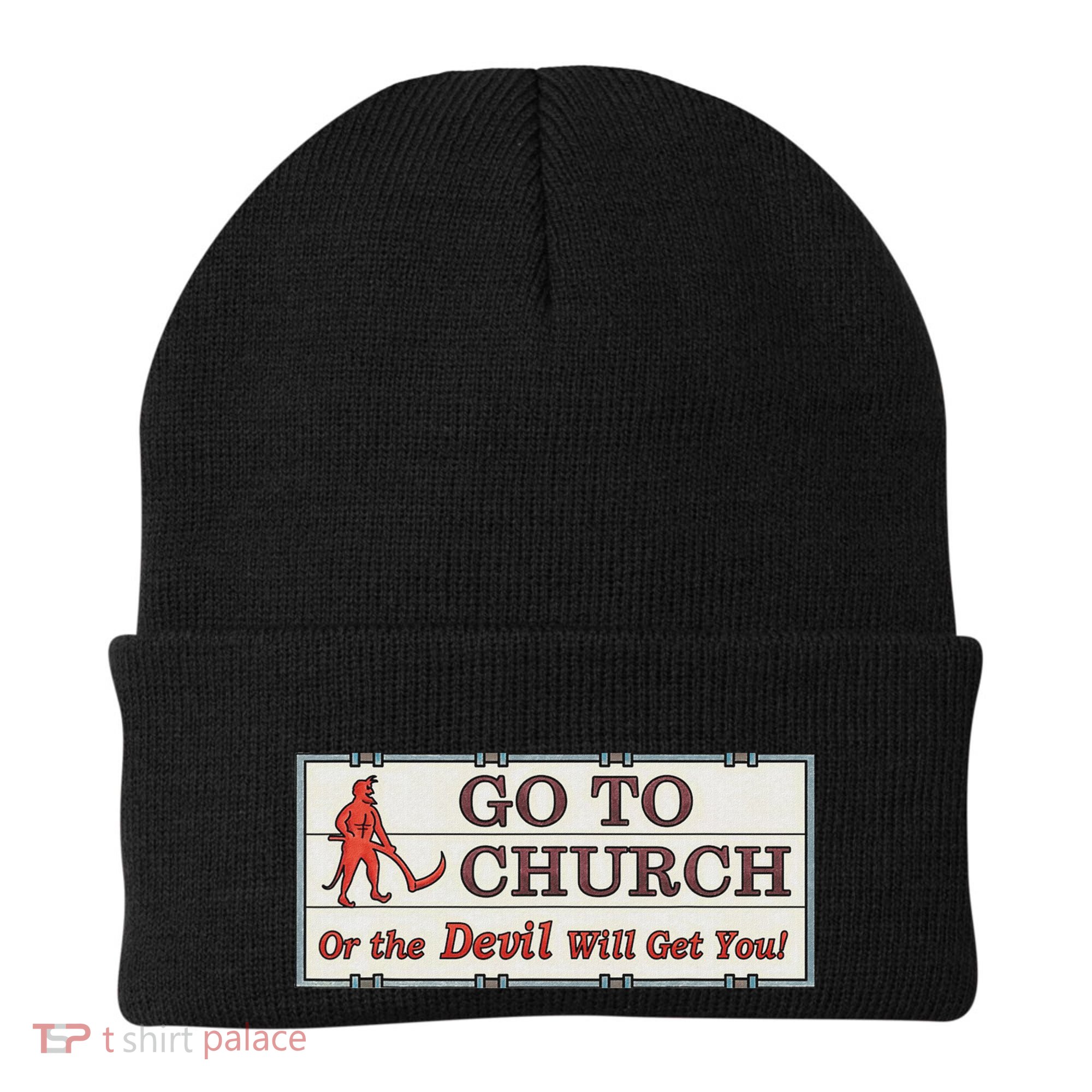 Vintage Jesus Christ Go To Church Or The Devil Will Get You Beanie