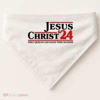 Vote Jesus Christ 2024 Only Jesus Can Save This Nation USA-Made Doggie Bandana thumb 0