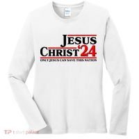 Vote Jesus Christ 2024 Only Jesus Can Save This Nation Women's Long Sleeve Shirt thumb 0