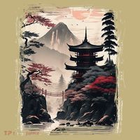 Vintage Japanese Flower Mountain View Landscape Graphic T-Shirt thumb 7