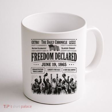 Vintage Juneteenth Freedom Declared 1865 Newspaper Coffee Mug back