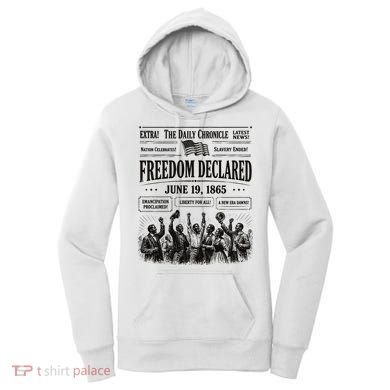 Vintage Juneteenth Freedom Declared 1865 Newspaper Women's Hoodie