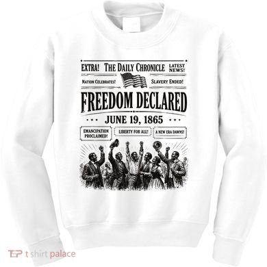 Vintage Juneteenth Freedom Declared 1865 Newspaper Kids Sweatshirt