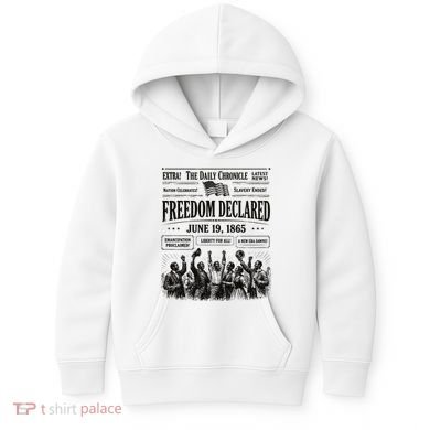 Vintage Juneteenth Freedom Declared 1865 Newspaper Kids Hoodie