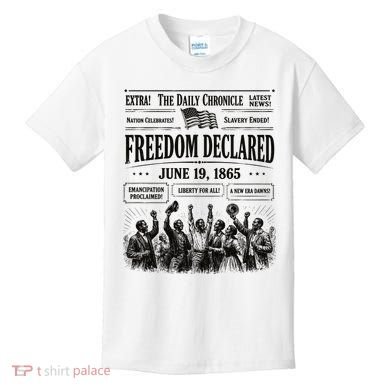 Vintage Juneteenth Freedom Declared 1865 Newspaper Kids T-Shirt