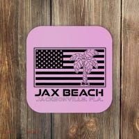 Visit Jacksonville Florida Vacation USA Flag Palms Jax Beach Coaster thumb 0