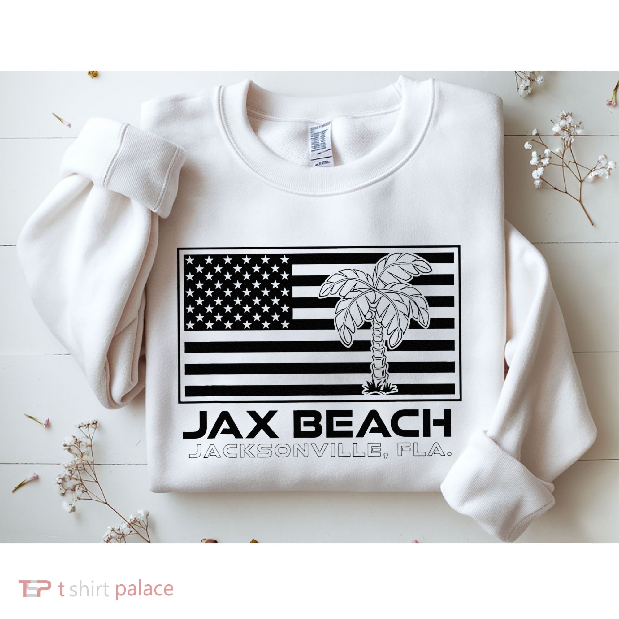 Visit Jacksonville Florida Vacation USA Flag Palms Jax Beach Sweatshirt