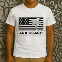 Visit Jacksonville Florida Vacation USA Flag Palms Jax Beach T-Shirt thumb 3