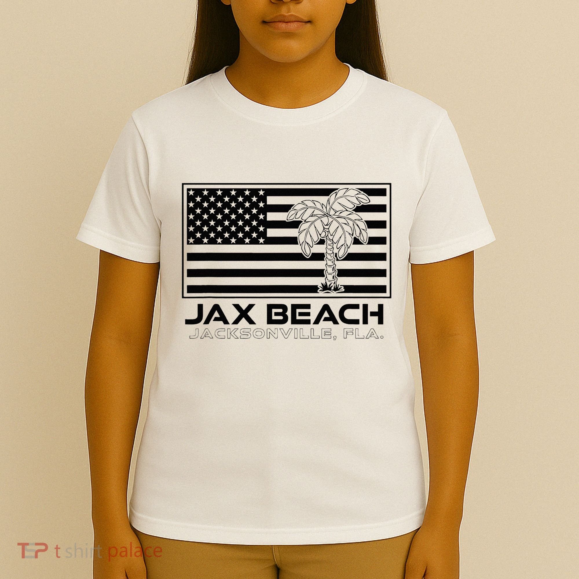 Visit Jacksonville Florida Vacation USA Flag Palms Jax Beach T-Shirt
