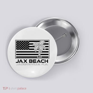 Visit Jacksonville Florida Vacation USA Flag Palms Jax Beach Button