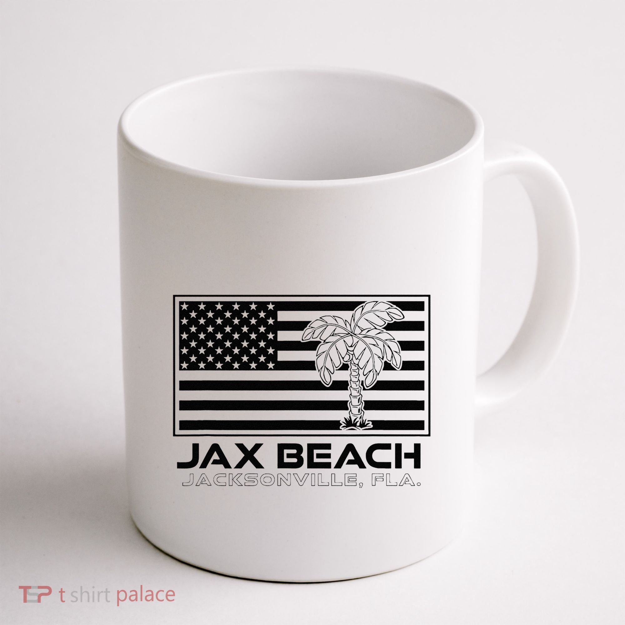 Visit Jacksonville Florida Vacation USA Flag Palms Jax Beach Coffee Mug
