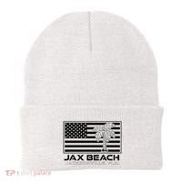 Visit Jacksonville Florida Vacation USA Flag Palms Jax Beach Beanie thumb 0