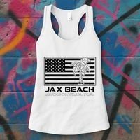 Visit Jacksonville Florida Vacation USA Flag Palms Jax Beach Women's Tank Top thumb 3
