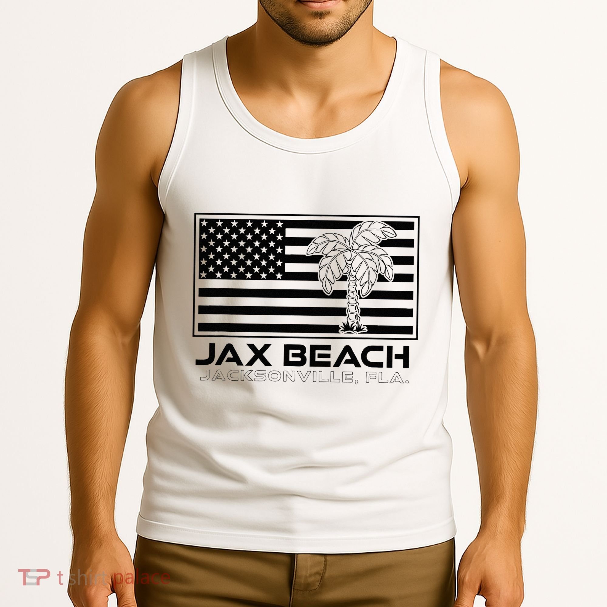 Visit Jacksonville Florida Vacation USA Flag Palms Jax Beach Tank Top