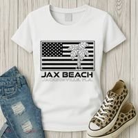 Visit Jacksonville Florida Vacation USA Flag Palms Jax Beach Women's T-Shirt thumb 3