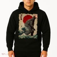 Vintage Japanese Monster Great Wave Poster Hoodie thumb 2