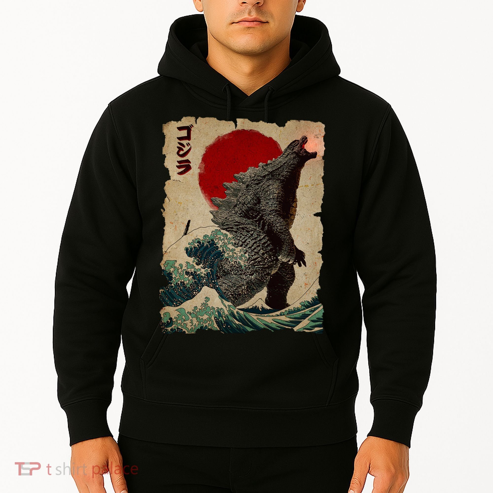 Vintage Japanese Monster Great Wave Poster Hoodie
