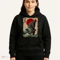 Vintage Japanese Monster Great Wave Poster Hoodie thumb 5