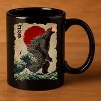 Vintage Japanese Monster Great Wave Poster 11oz C Handle Ceramic Mug thumb 3