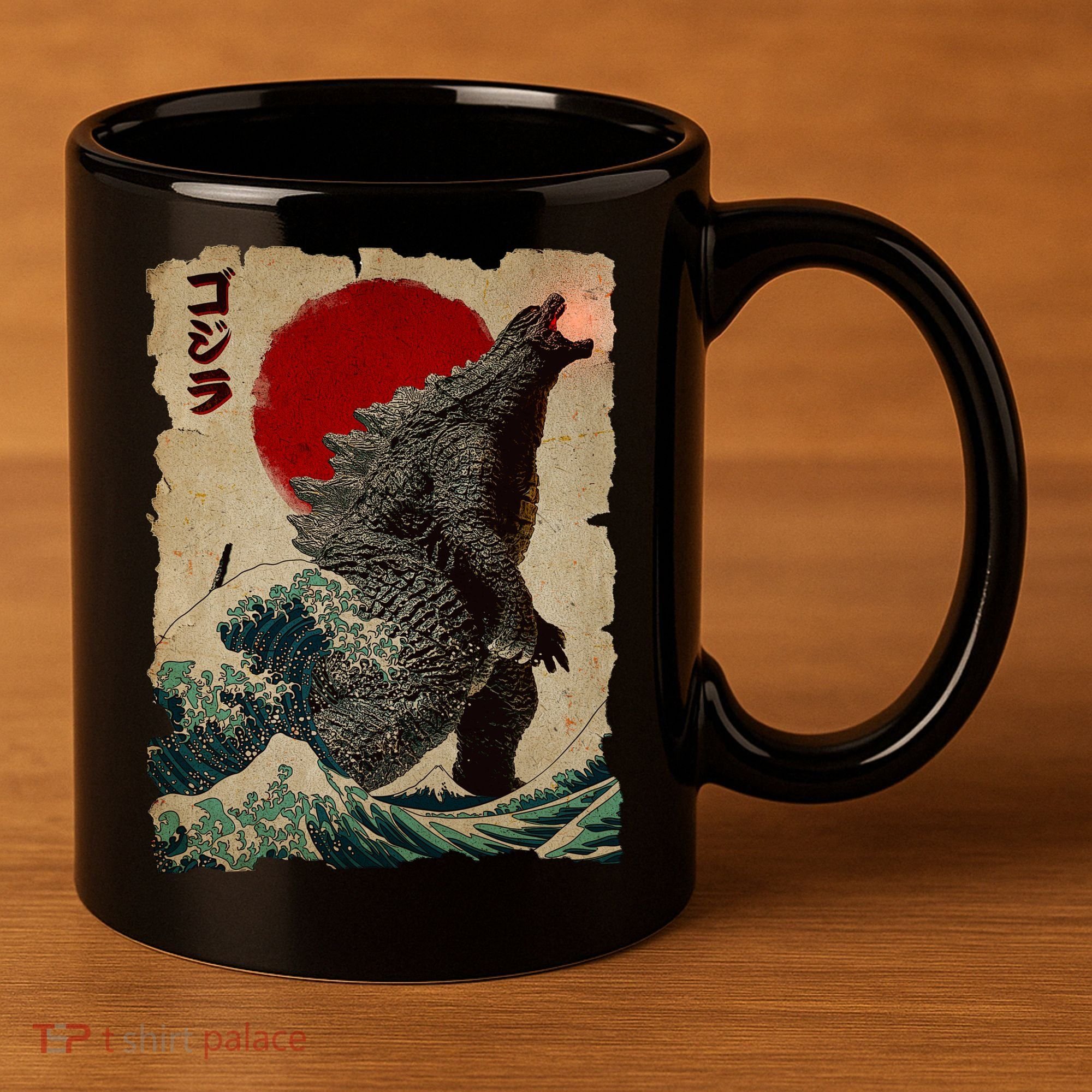 Vintage Japanese Monster Great Wave Poster 11oz C Handle Ceramic Mug