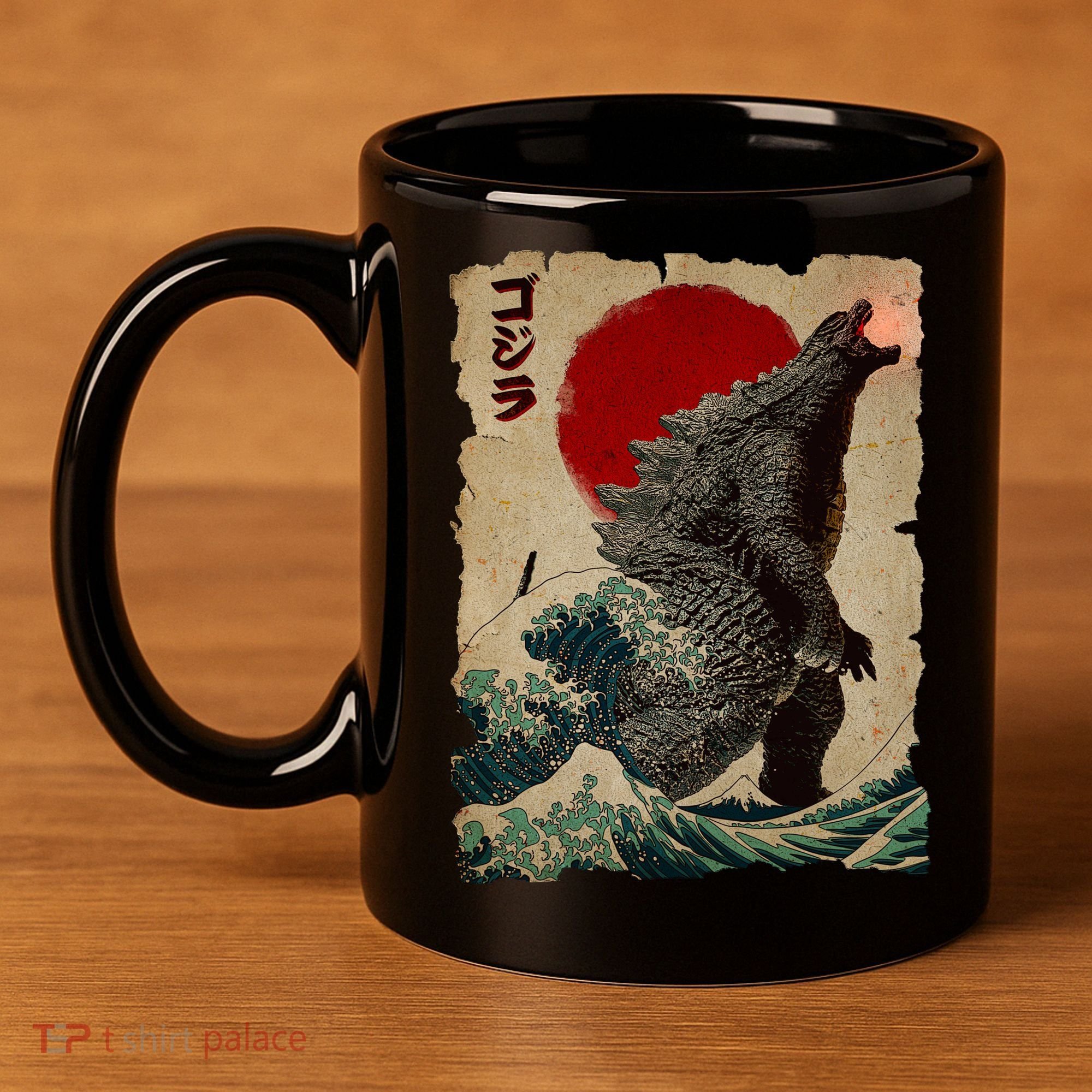 Vintage Japanese Monster Great Wave Poster 11oz C Handle Ceramic Mug