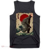 Vintage Japanese Monster Great Wave Poster Tank Top thumb 0