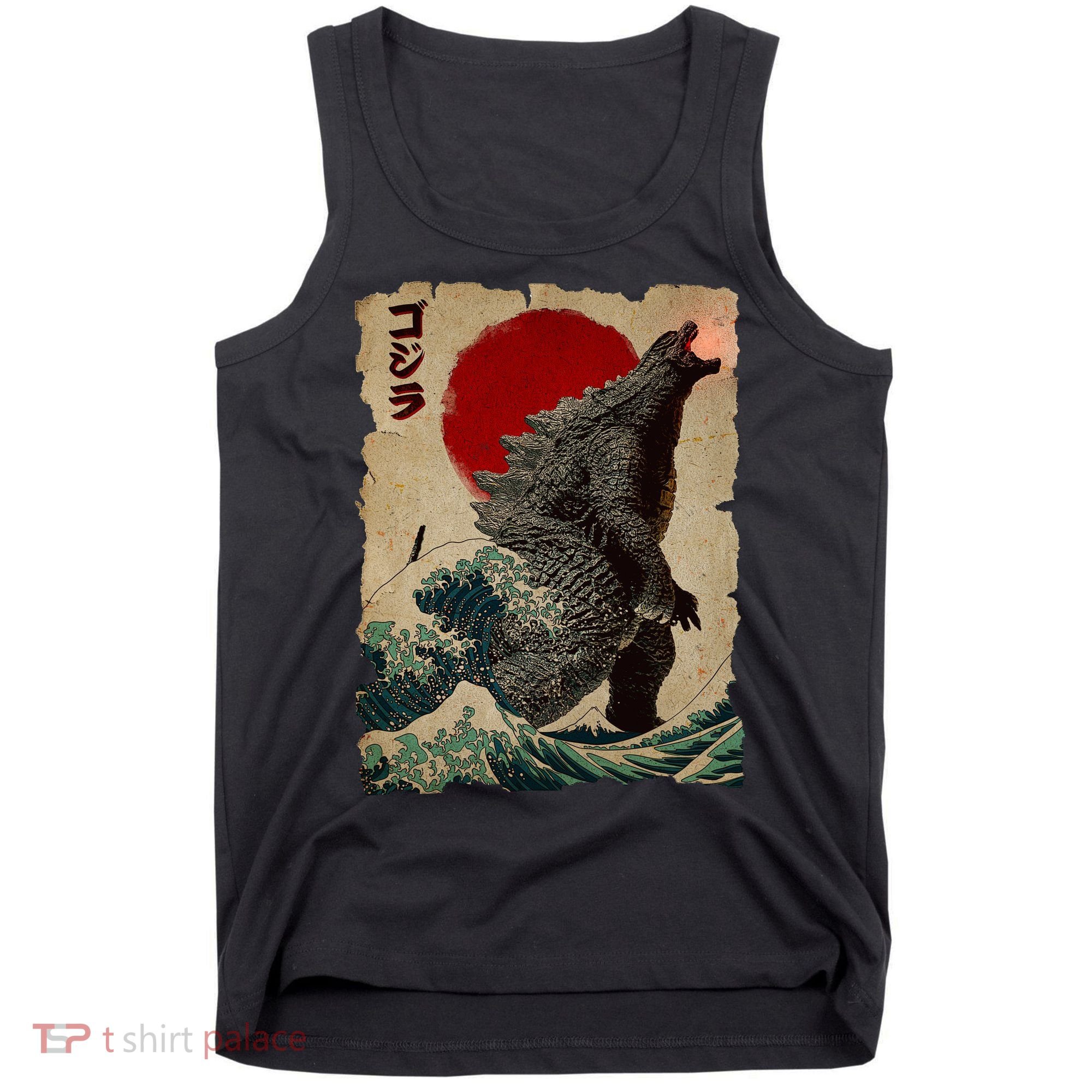 Vintage Japanese Monster Great Wave Poster Tank Top