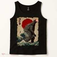 Vintage Japanese Monster Great Wave Poster Tank Top thumb 2