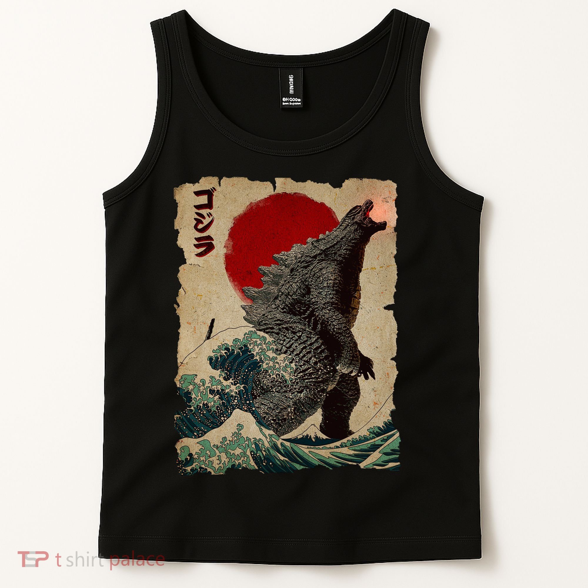 Vintage Japanese Monster Great Wave Poster Tank Top