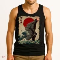 Vintage Japanese Monster Great Wave Poster Tank Top thumb 3