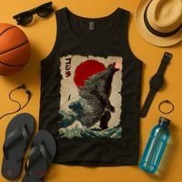 Vintage Japanese Monster Great Wave Poster Tank Top thumb 4