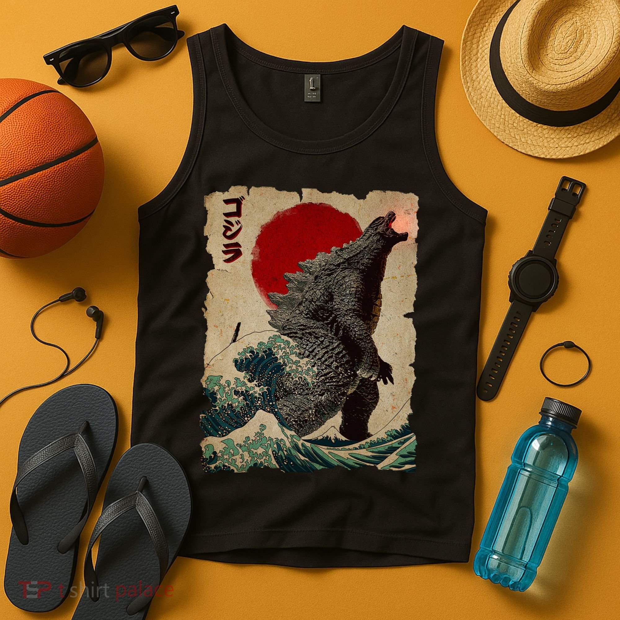 Vintage Japanese Monster Great Wave Poster Tank Top