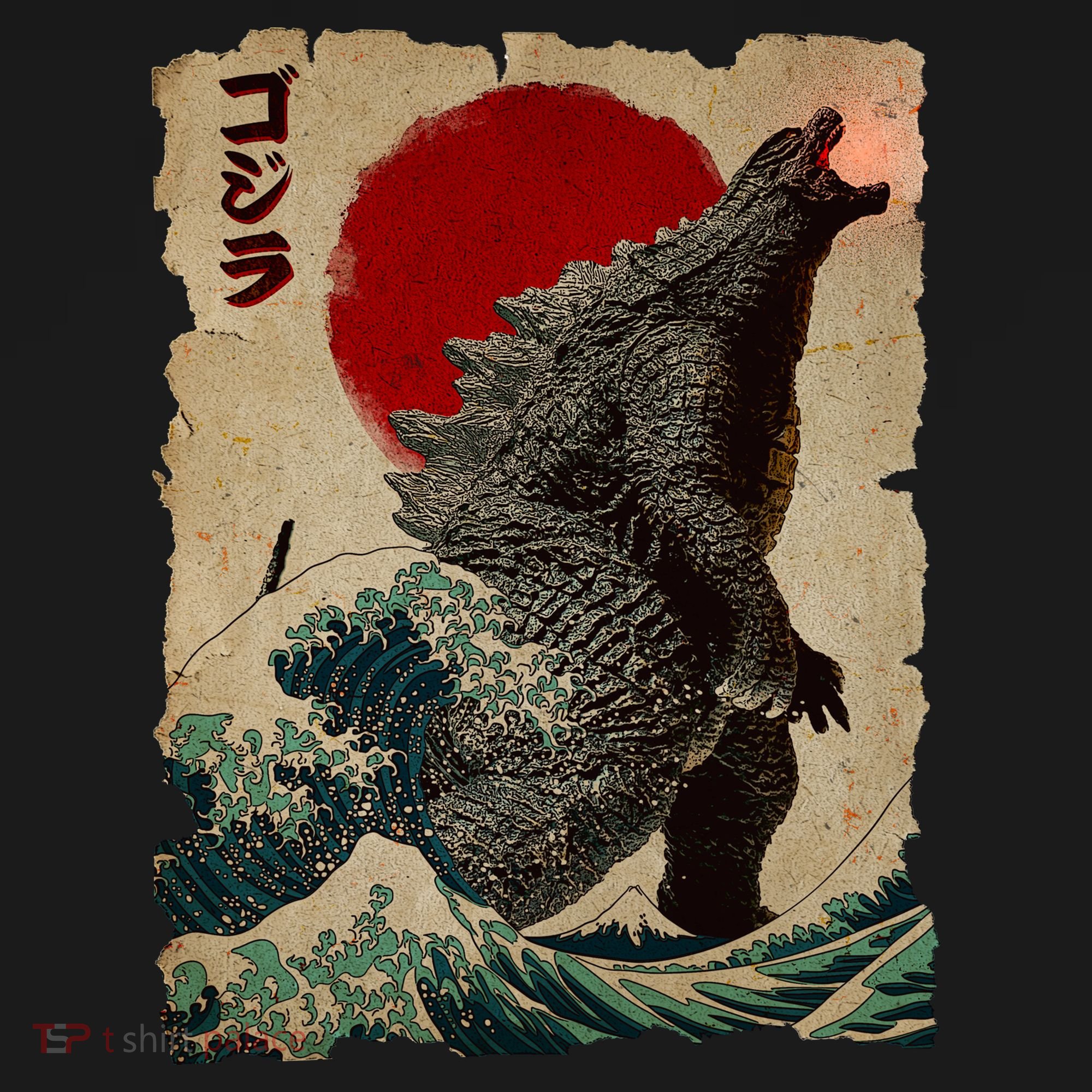 Vintage Japanese Monster Great Wave Poster Women's Long Sleeve Shirt