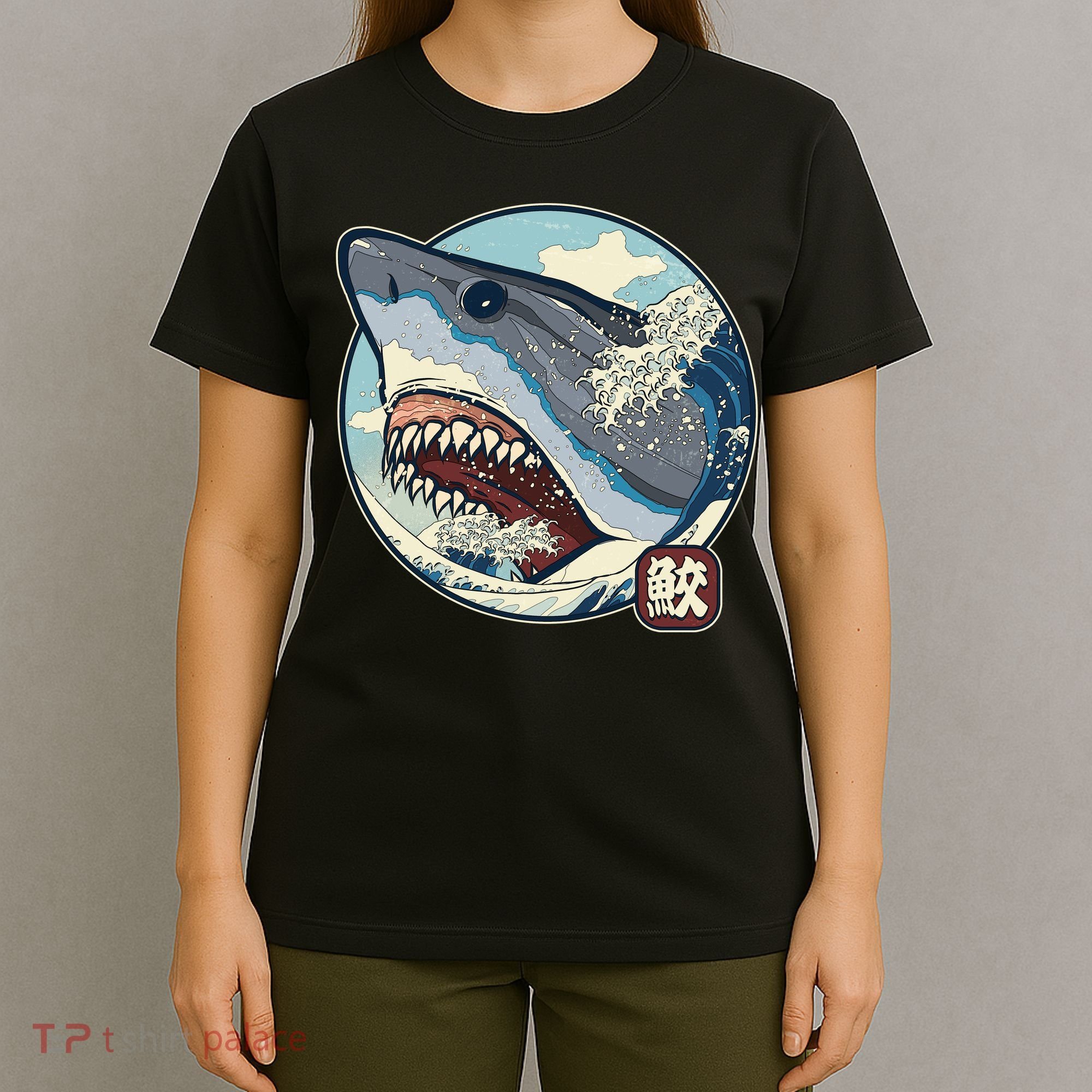 Vintage Japanese Great Wave Shark Attack T-Shirt