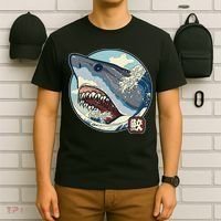 Vintage Japanese Great Wave Shark Attack T-Shirt thumb 6
