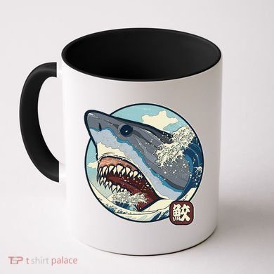 Vintage Japanese Great Wave Shark Attack Coffee Mug