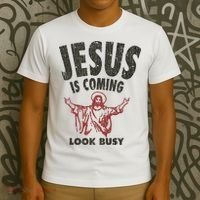 Vintage Jesus Is Coming Look Busy 1992 T-Shirt thumb 3