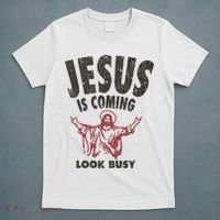 Vintage Jesus Is Coming Look Busy 1992 T-Shirt thumb 5