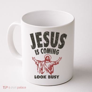 Vintage Jesus Is Coming Look Busy 1992 Coffee Mug