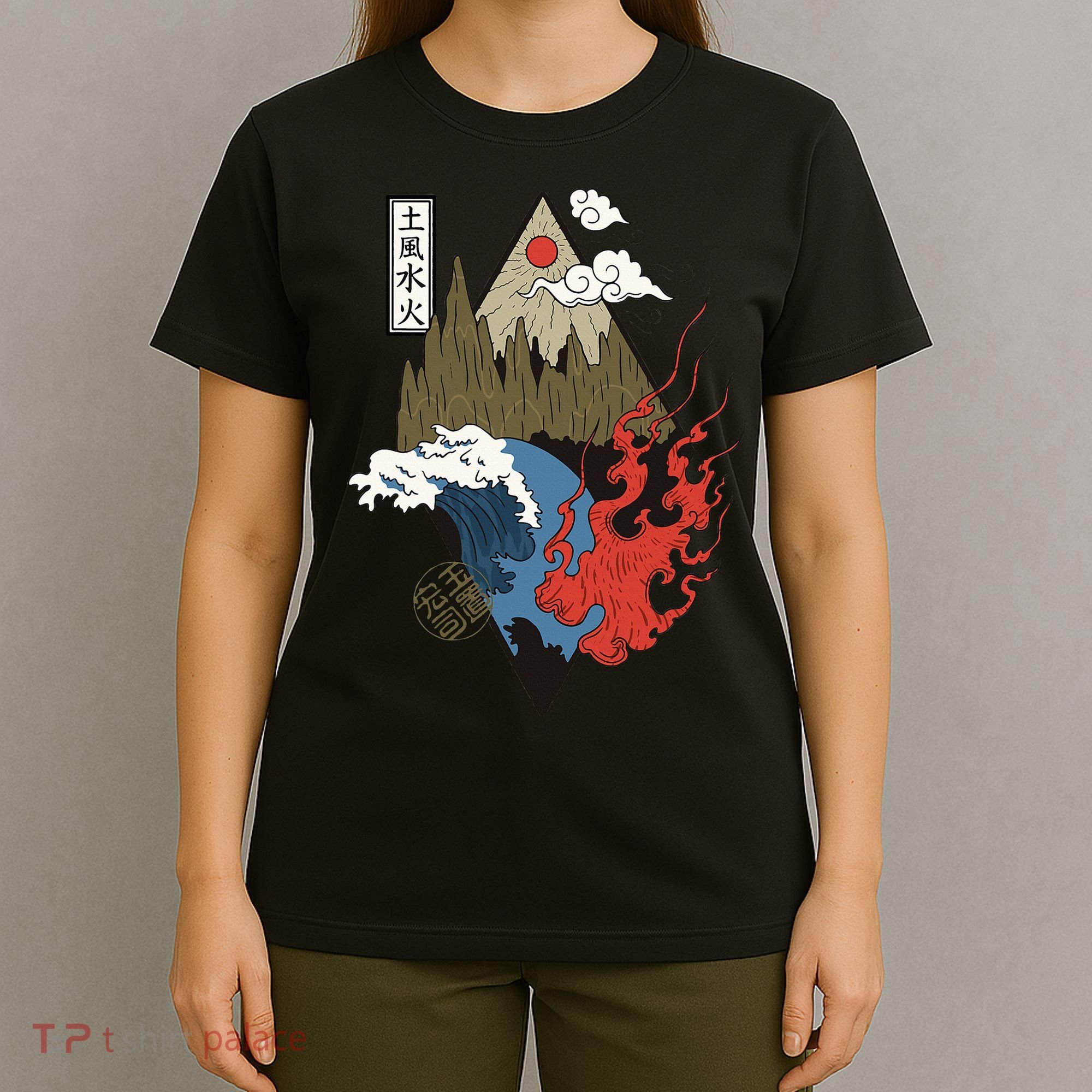 vintage Japanese Nature Elements Art Spiritual nature  T-Shirt