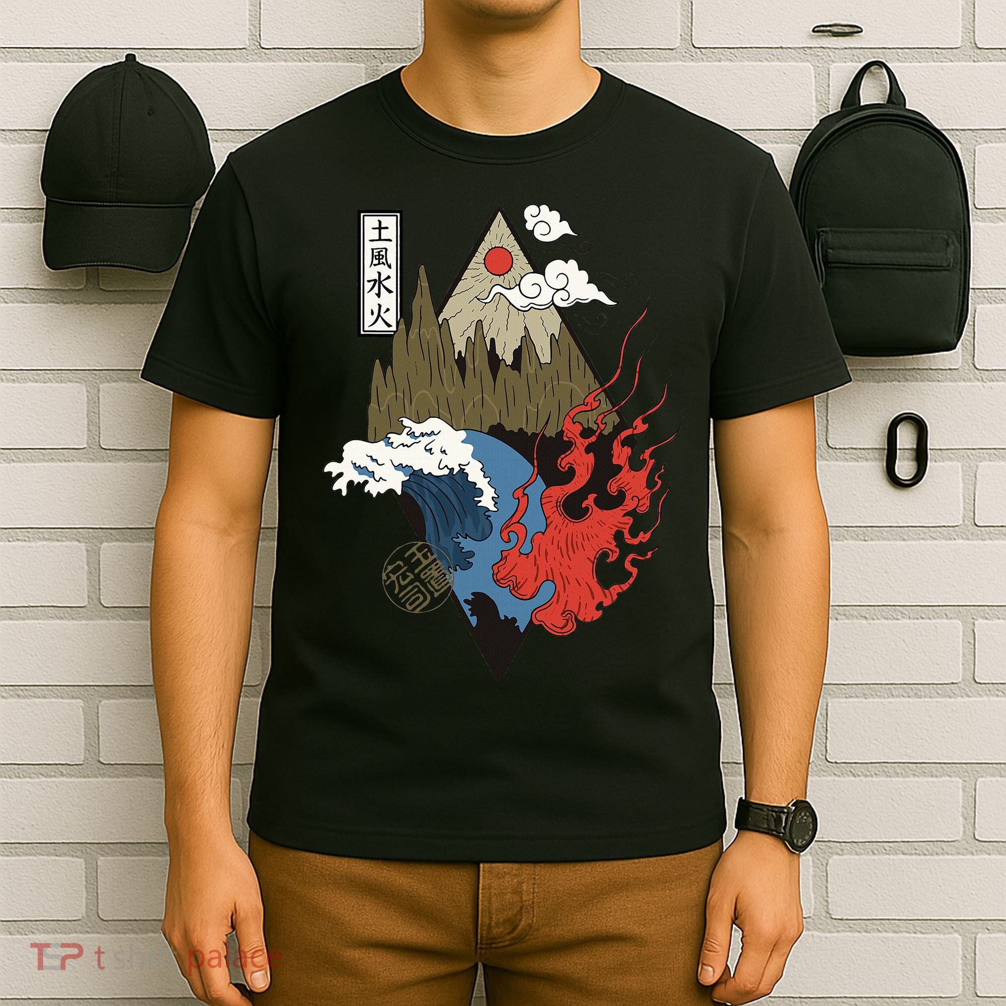vintage Japanese Nature Elements Art Spiritual nature  T-Shirt