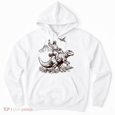 Vintage Jesus Riding Dinosaur 90s Hoodie