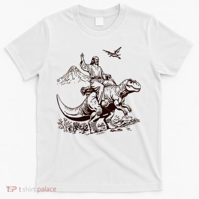 Vintage Jesus Riding Dinosaur 90s T-Shirt