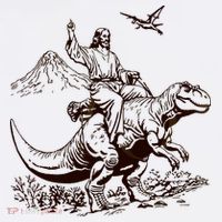 Vintage Jesus Riding Dinosaur 90s T-Shirt thumb 7